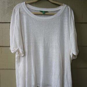 White 100% Linen Knit TShirt VGUC Brand dip Size !X (2x?)